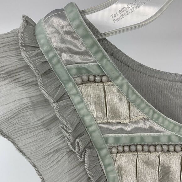 DKNY Silver Silky Sleeveless Ruffle Edge Dress - Picture 5 of 9